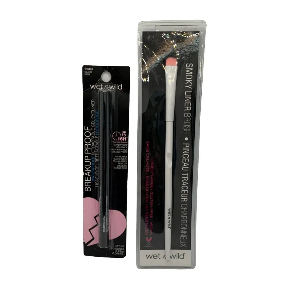 NWT WET N WILD Breakup Proof Waterproof Gel Eyeliner & Smoky Liner Brush Bundle